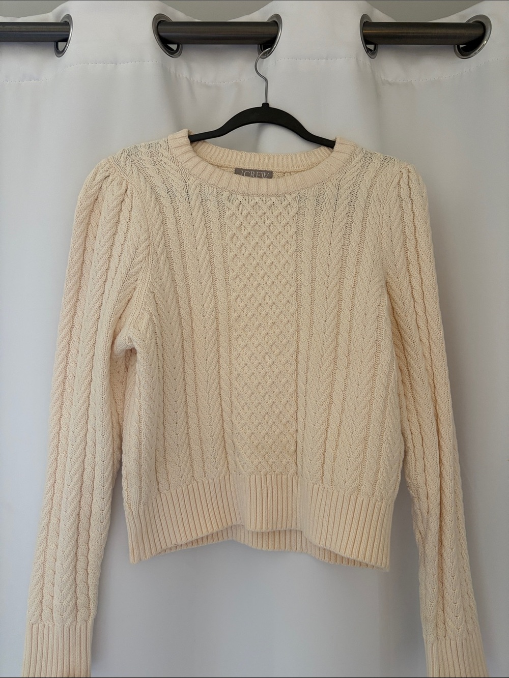 J. Crew Cream Cable-Knit Crewneck Sweater